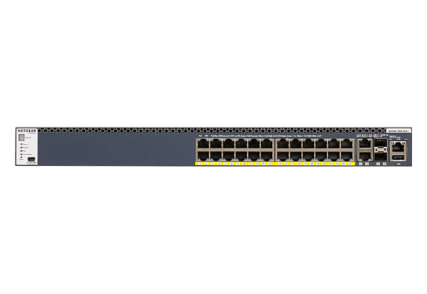 NETGEAR 24-PORT L3 STACK MANAGED SWITCH, POE+(24),10GBASE-T(2), SFP+(2), 1000W, LIFE WTY