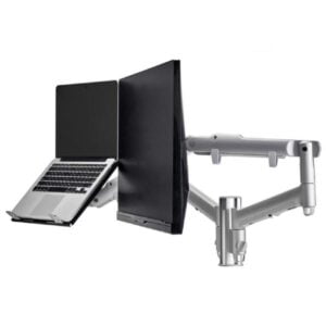 ATDEC AWMS-2-ND13G-S Dual Monitor Arm - Silver with Notebook Tray