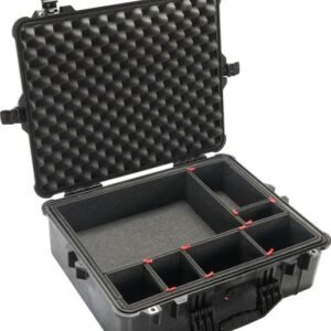 Pelican 1600 Large Protector Case Black with Pick N Pluck Foam Insert. Internal Dimensions of 54.6 x 42 x 20.3 cm