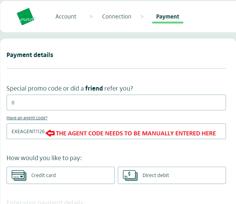 exetel payment page 