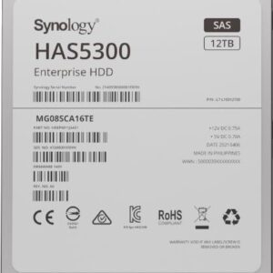 SYNOLOGY HAS5300-12T - Enterprise 3.5 SAS Hard Drive - HAS5300, 12TB, 5-Year Warranty