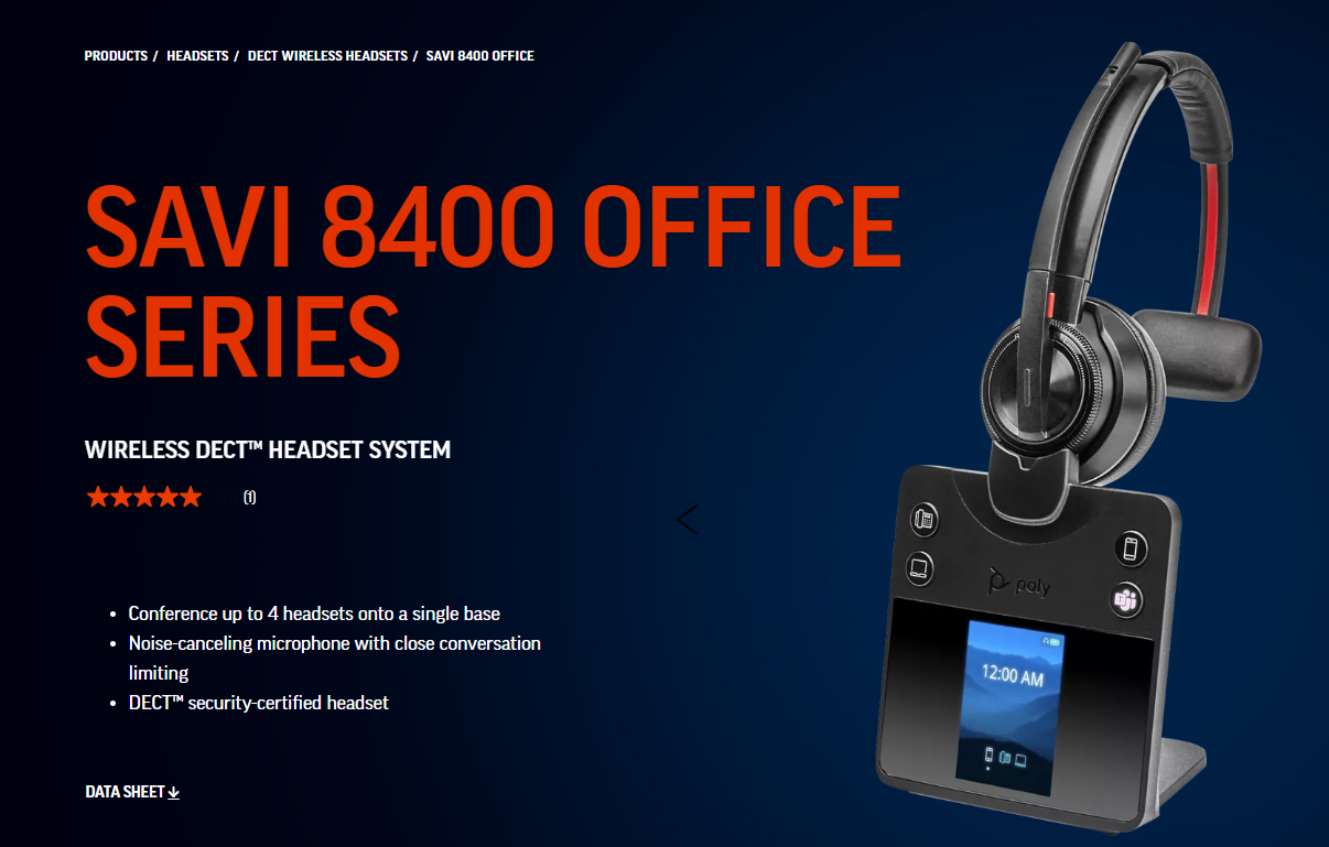 poly savi 8420 office series headsets