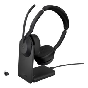 JABRA WIRELESS EVOLVE2 55 MS STEREO BLUETOOTH ANC HEADSET W/CHARGING STAND