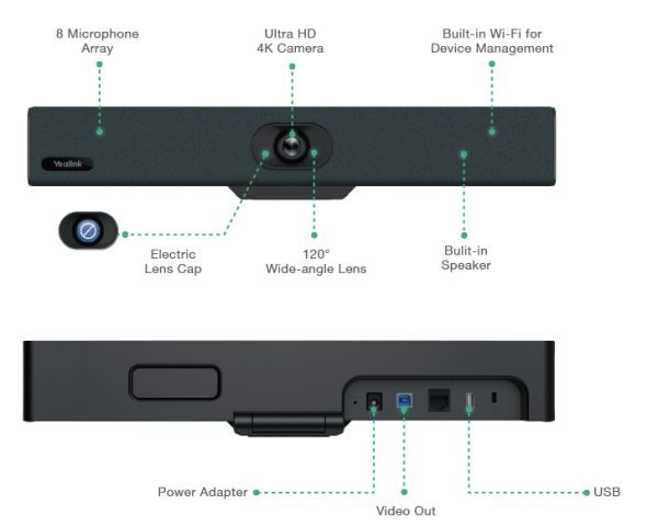 Yealink UVC34 All-in-One USB Video Bar, for small rooms and huddle rooms, compatible with almost every video conferencing service on the market today - Image 5