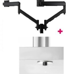 Atdec AWMS-2-D13 Dual 690mm Dynamic Monitor Arms + 135mm Post / 8kg (17.6lb) Flat and Curved Screens + Bolt-Through Desk Fixing