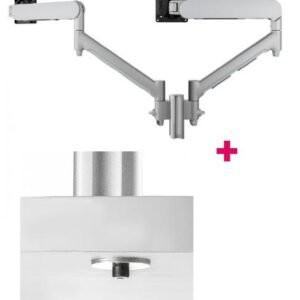 Atdec AWMS-2-D13 Dual 690mm Dynamic Monitor Arms + 135mm Post / 8kg (17.6lb) Flat and Curved Screens + Bolt-Through Desk Fixing
