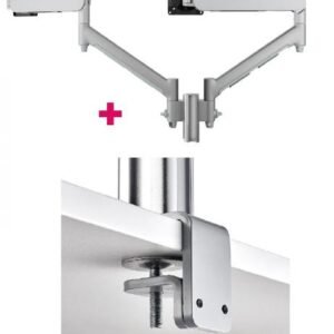 Atdec AWMS-2-D13 Dual 690mm Dynamic Monitor Arms + 135mm Post / 8kg (17.6lb) Flat and Curved Screens + F Clamp Desk Fixing