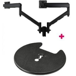 Atdec AWMS-2-D13 Dual 690mm Dynamic Monitor Arms + 135mm Post / 8kg (17.6lb) Flat and Curved Screens + Grommet Clamp Desk Fixing