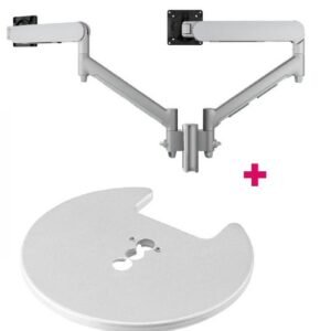 Atdec AWMS-2-D13 Dual 690mm Dynamic Monitor Arms + 135mm Post / 8kg (17.6lb) Flat and Curved Screens + Grommet Clamp Desk Fixing