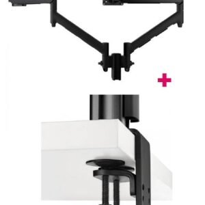 Atdec AWMS-2-D13 Dual 690mm Dynamic Monitor Arms + 135mm Post / 8kg (17.6lb) Flat and Curved Screens + Heavy-Duty F Clamp Desk Fixing