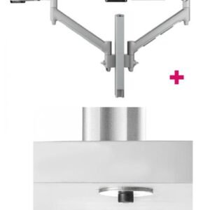 Atdec AWMS-2-D40 Dual 690mm Dynamic Monitor Arms + 400mm Post / 8kg (17.6lb) Flat and Curved Screens + Bolt-Through Desk Fixing