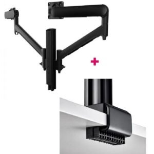 Atdec AWMS-2-D40 Dual 690mm Dynamic Monitor Arms + 400mm Post / 8kg (17.6lb) Flat and Curved Screens + C Clamp Desk Fixing