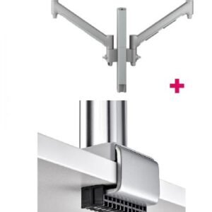 Atdec AWMS-2-D40 Dual 690mm Dynamic Monitor Arms + 400mm Post / 8kg (17.6lb) Flat and Curved Screens + C Clamp Desk Fixing