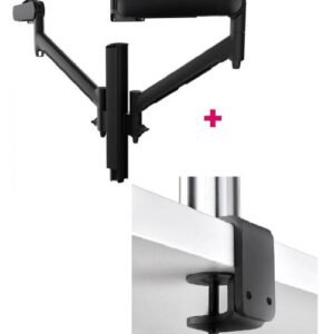 Atdec AWMS-2-D40 Dual 690mm Dynamic Monitor Arms + 400mm Post / 8kg (17.6lb) Flat and Curved Screens + F Clamp Desk Fixing