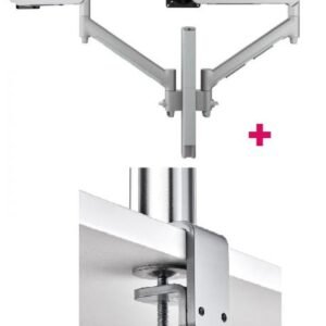 Atdec AWMS-2-D40 Dual 690mm Dynamic Monitor Arms + 400mm Post / 8kg (17.6lb) Flat and Curved Screens + F Clamp Desk Fixing