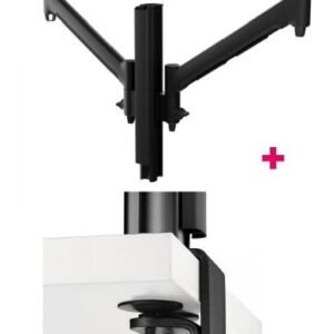 Atdec AWMS-2-D40 Dual 690mm Dynamic Monitor Arms + 400mm Post / 8kg (17.6lb) Flat and Curved Screens + Heavy-Duty F Clamp Desk Fixing