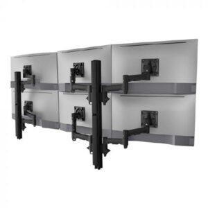 Atdec AWMS-6-46275 Hex Mount With Two Posts, Heavy Duty F-Clamp, Black