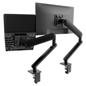 ATDEC ORA Duo High-Performance Dynamic Monitor Arms with Laptop Tray. F-Clamp Desk Fixing. Max Load 8kg. Up to 35" screens. Up to 18" Laptops. Black