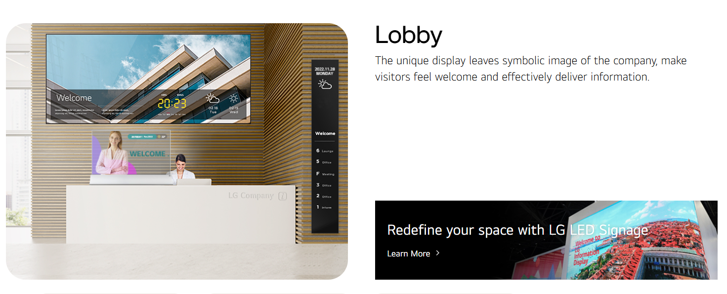 lg digital signage lobby