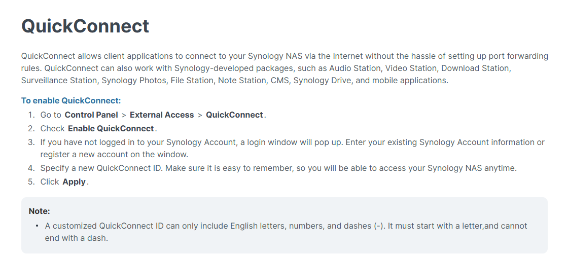 synology quickconnect instructions