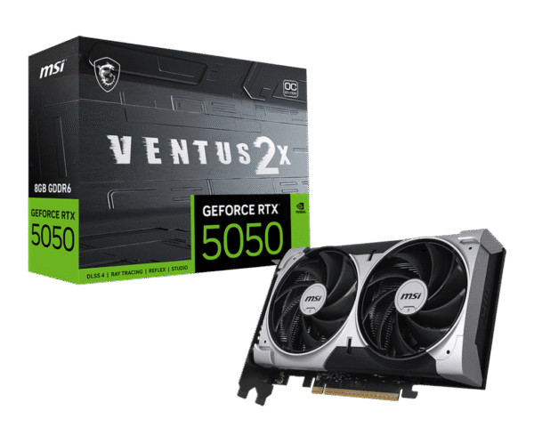 RTX 5050/8GB GDDR6/2602MHz/Cuda 2560/Dual Fan/1xHDMI+3xDP(2.1b)-3YR Warr