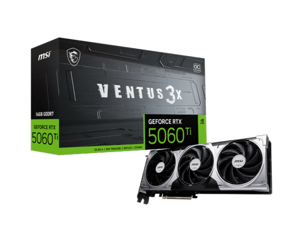 RTX 5060Ti/16GB GDDR7/2602MHz/Cuda 4608/Triple Fan/1xHDMI+3xDP(2.1b)-3YR Warr