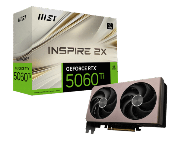 RTX 5060Ti/16GB GDDR7/2572MHz/Cuda 4608/Dual Fan/1xHDMI+3xDP(2.1b)-3YR Warr