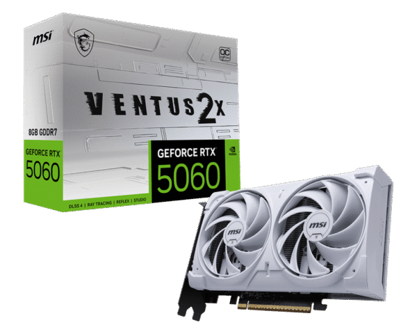 RTX 5060/8GB GDDR7/2527MHz/Cuda 3840/Dual Fan/1xHDMI+3xDP(2.1b)-3YR Warr