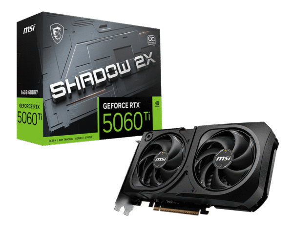 RTX 5060Ti/16GB GDDR7/2602MHz/Cuda 4608/Dual Fan/1xHDMI+3xDP(2.1b)-3YR Warr