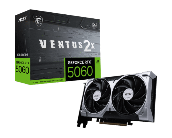 RTX 5060/8GB GDDR7/2527MHz/Cuda 3840/Dual Fan/1xHDMI+3xDP(2.1b)-3YR Warr