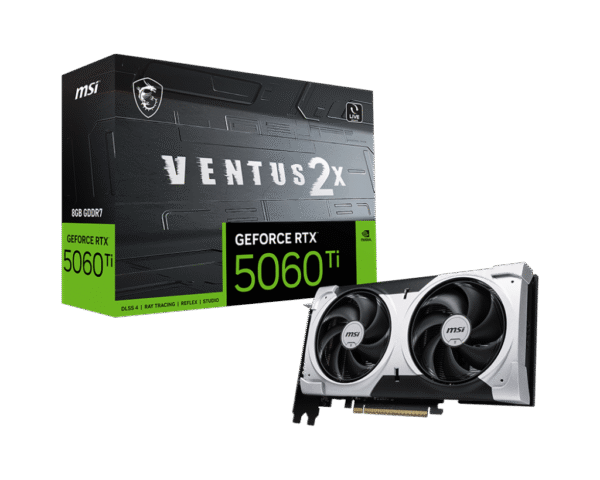 RTX 5060Ti/8GB GDDR7/2572MHz/Cuda 4608/Dual Fan/1xHDMI+3xDP(2.1b)-3YR Warr