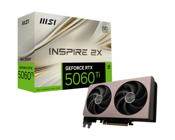 RTX 5060Ti/8GB GDDR7/2617MHz/Cuda 4608/Dual Fan/1xHDMI+3xDP(2.1b)-3YR Warr