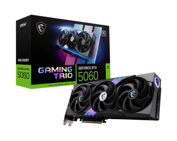 RTX 5060/8GB GDDR7/2625MHz/Cuda 3840/Triple Fan/1xHDMI+3xDP(2.1b)-3YR Warr
