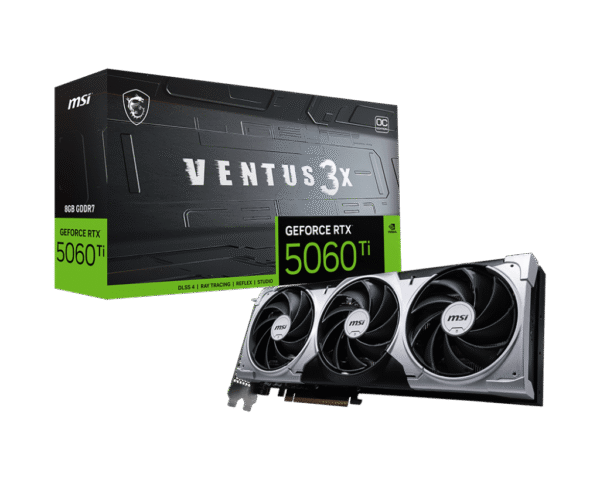 RTX 5060Ti/8GB GDDR7/2602MHz/Cuda 4608/Triple Fan/1xHDMI+3xDP(2.1b)-3YR Warr