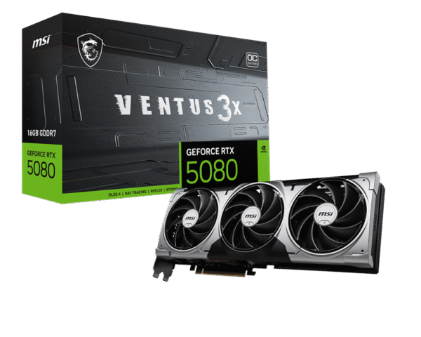RTX 5080/16GB GDDR7/2640MHz/Cuda 10752/Triple Fan/1xHDMI+3xDP(2.1b)-3YR Warr