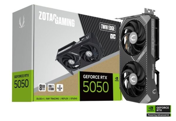 RTX 5050/8GB GDDR6/2602MHz/Cuda 2560/Dual Fan/1xHDMI+3xDP(2.1b)-3YR Warr