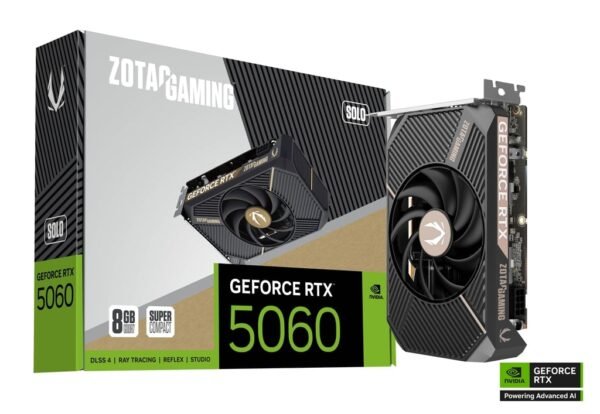 RTX 5060/8GB GDDR7/2497MHz/Cuda 3840/Single Fan/1xHDMI+3xDP(2.1b)-3YR Warr