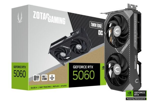 RTX 5060/8GB GDDR7/2527MHz/Cuda 3840/Dual Fan/1xHDMI+3xDP(2.1b)-3YR Warr