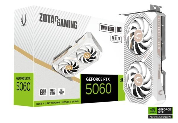 RTX 5060/8GB GDDR7/2527MHz/Cuda 3840/Dual Fan/1xHDMI+3xDP(2.1b)-3YR Warr