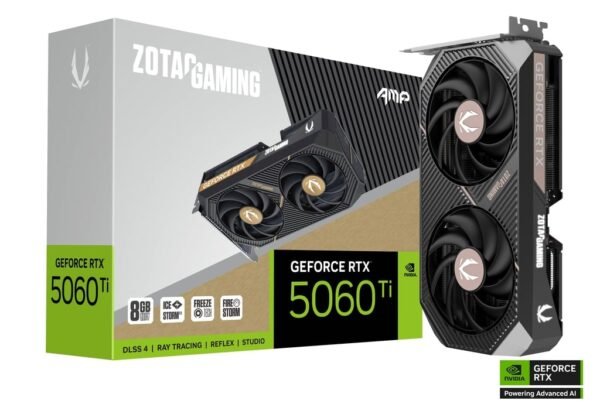 RTX 5060Ti/8GB GDDR7/2632MHz/Cuda 4608/Dual Fan/1xHDMI+3xDP(2.1b)-3YR Warr