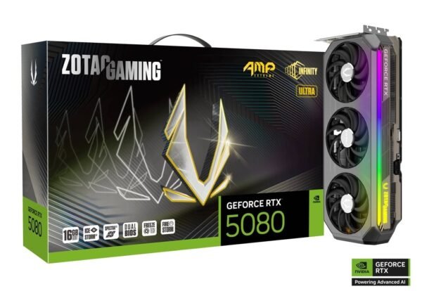 RTX 5080/16GB GDDR7/2730MHz/Cuda 10752/Triple Fan/1xHDMI+3xDP(2.1b)-3YR Warr