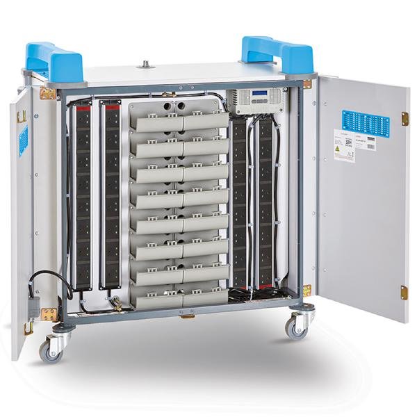 LapCabby UniCabby 32 Horizontal | 32-Device Mobile AC Charging Trolley for Laptops, Tablets and Chromebooks up to 14" - Horizontal 4 Product image of LAPCABBY UNICAB32HBL – UniCabby 32 Horizontal | 32-Device Mobile AC – Image 4