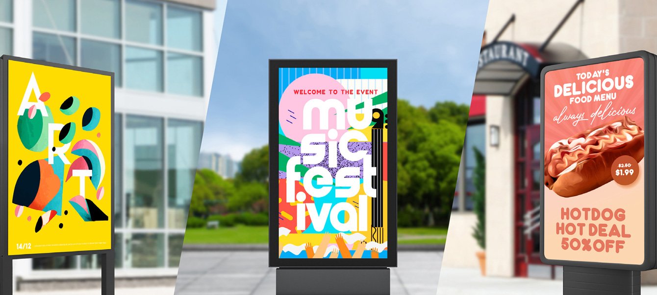 Vividly showcasing the burger menu and ads