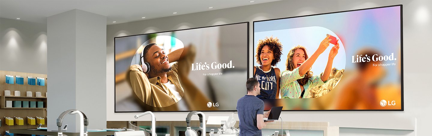 LG 86UH7N-M 86" 4K UHD Signage 11 Two 86 inch 4K UHD Signage displays (SKU: 86UH7N-M) installed in a telecom store for lg digital signage.
