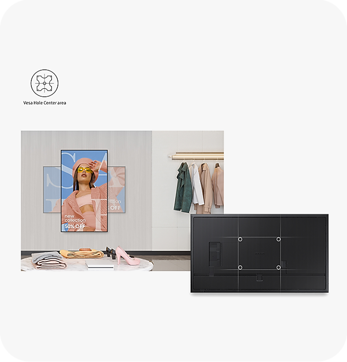 Samsung QM85C – QMC Series 85" Commercial Display (MPN: LH85QMCEBGCXGO) 11 Samsung QM85C 85 inch QMC Series digital signage display secure-and-even-mounting – image 3