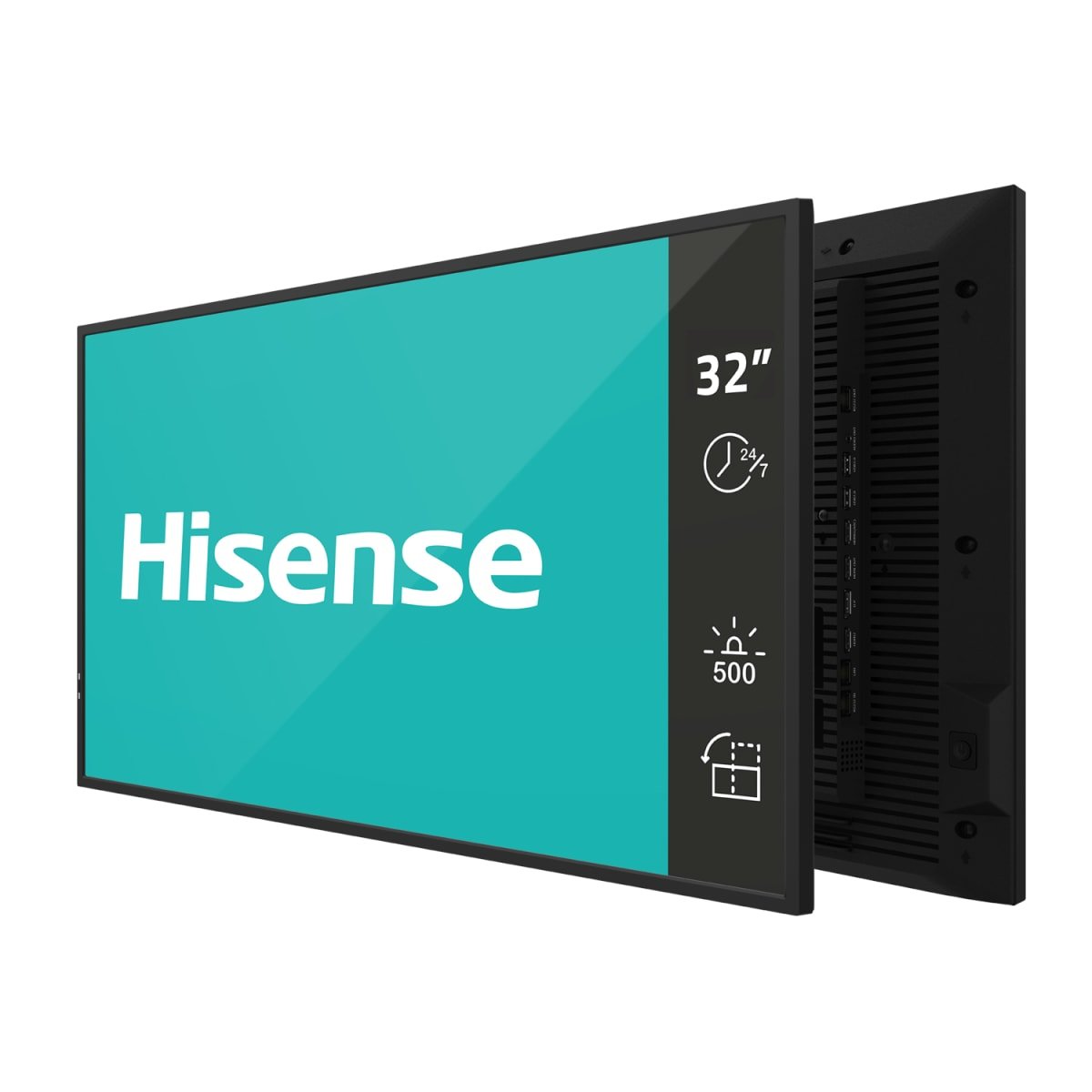 Hisense 32DM66D 32" Commercial Digital Signage Display | Retail and Hospitality Venues 1 Hisense 32DM66D front face showing Full HD display panel in retail environment
