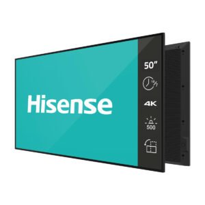 Hisense 50GM50D front facing view showing 4K UHD display surface and narrow bezel design