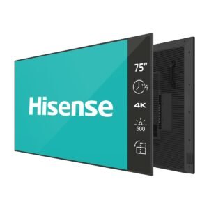 Hisense 75GM50D front display showing 4K resolution in retail signage setting
