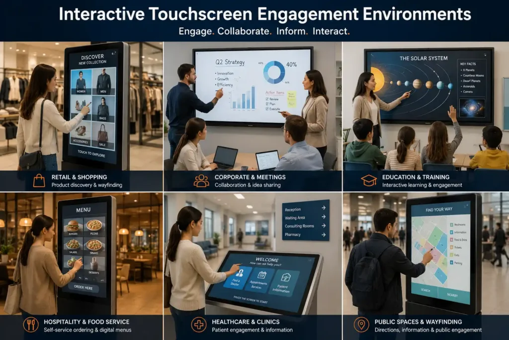 Interactive touchscreen engagement environments