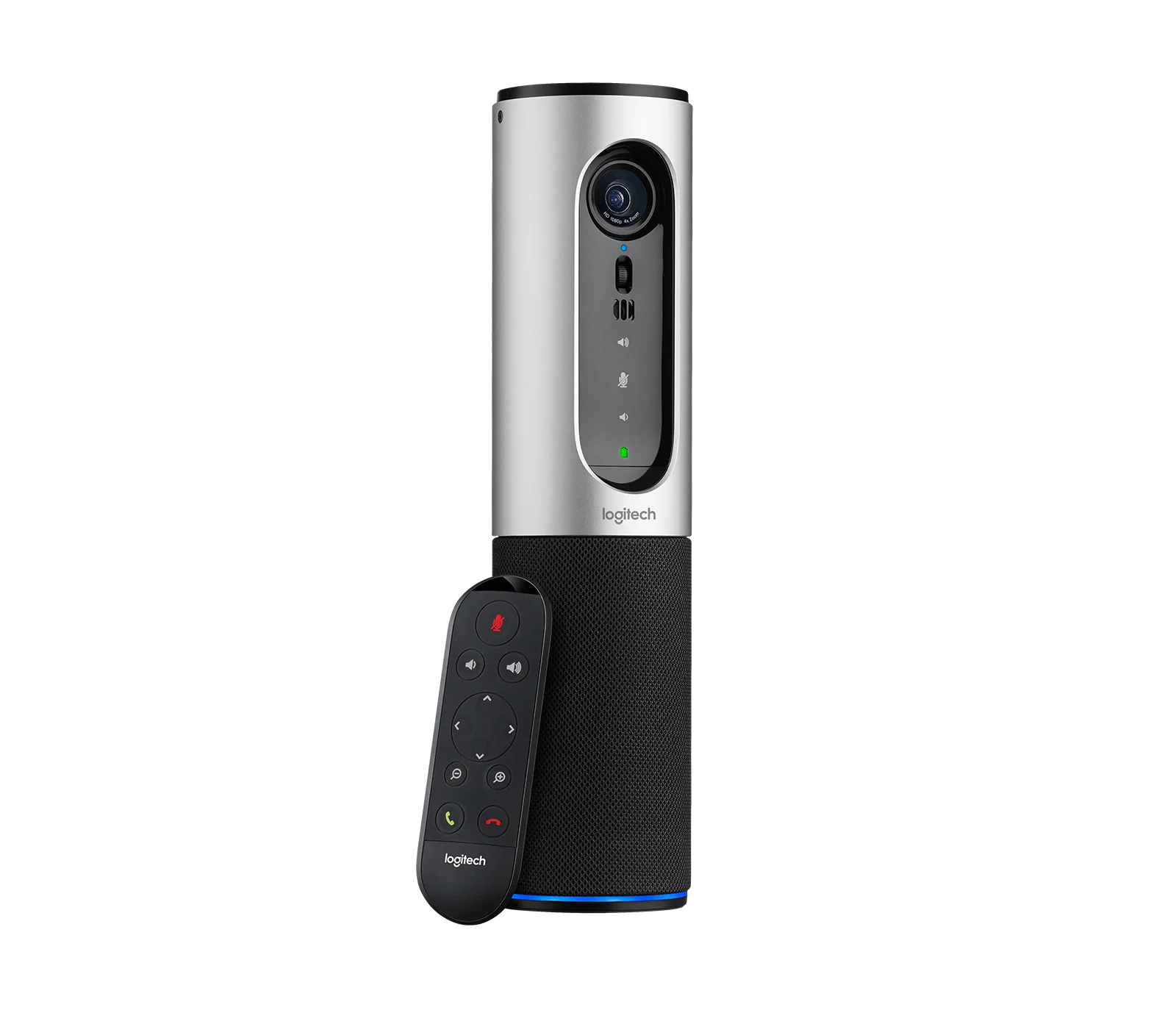 Logitech Connect | Portable All-in-One Conference Camera for Huddle Rooms and On the Go 3 Logitech Connect with remote control lens cover docked